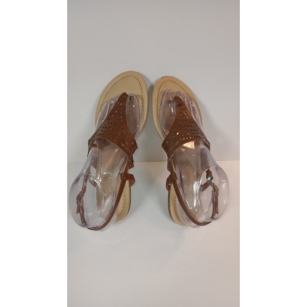 Restricted Cognac Brown Flat Thong Sandals Womens Size 8 Braided Comfort